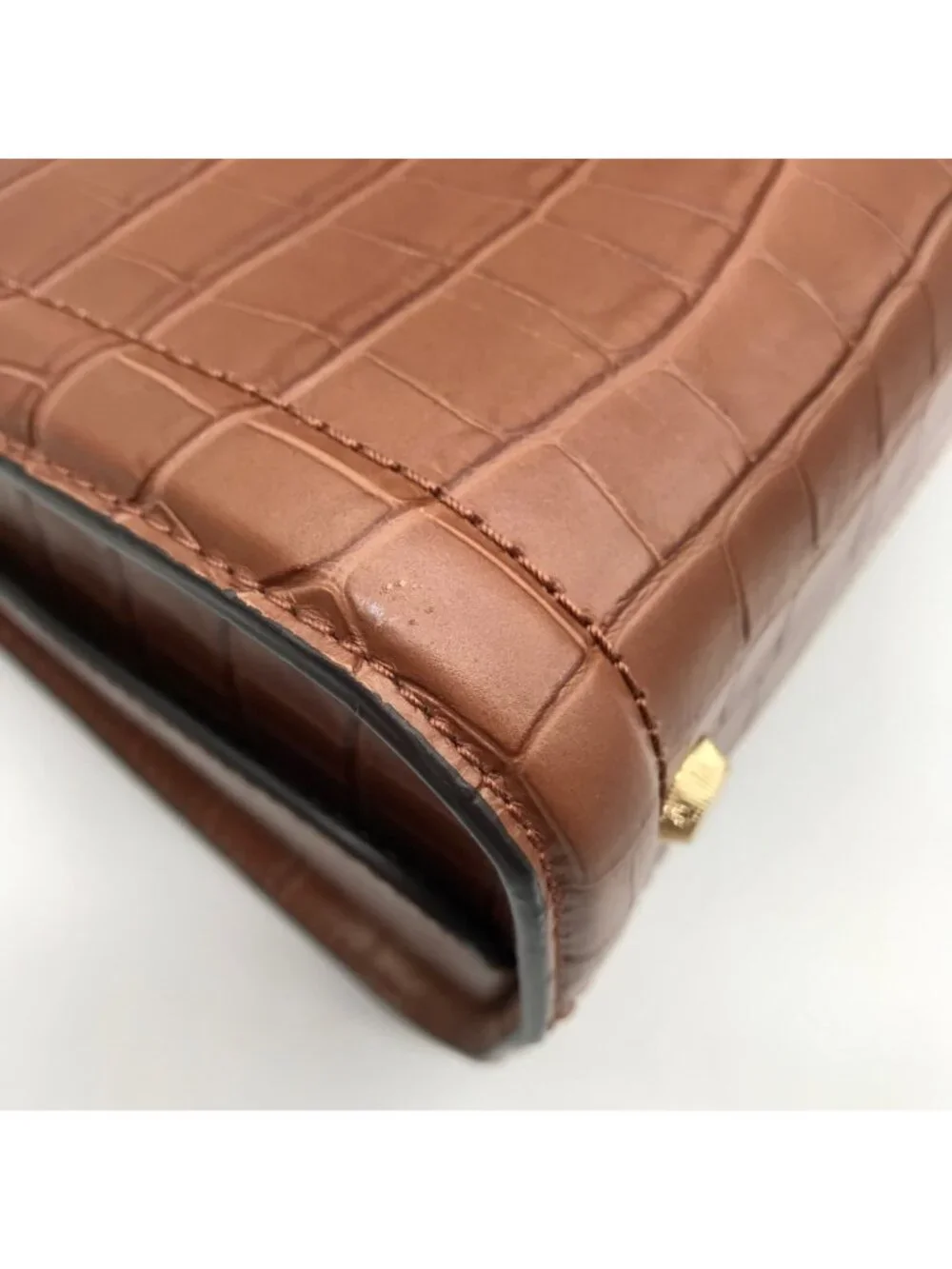 Michael Kors Chestnut Croc Embossed Leather Zoe Convertible Satchel
